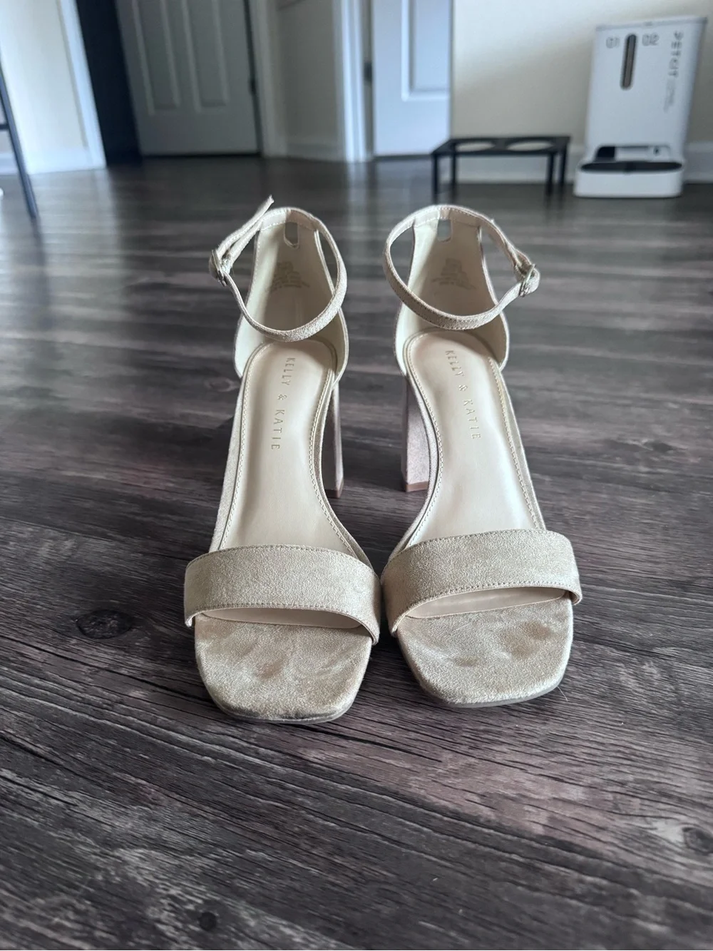 DSW Blush Nude Suede Block Heel Ankle-Strap Sandals